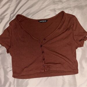 SHIEN women’s cropped tshirt button in front